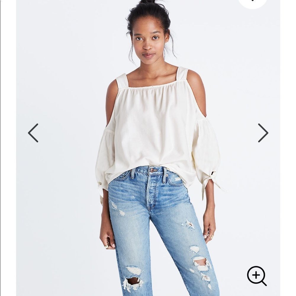 Madewell “Cold Shoulder Top” in White